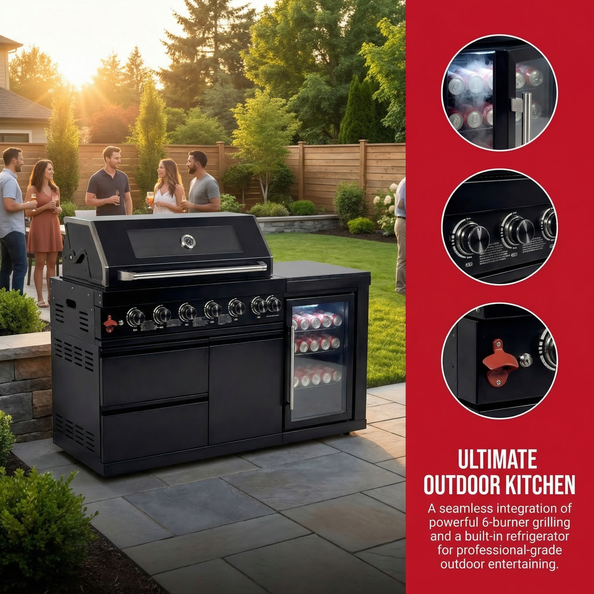 6-Burner 304 Stainless Steel Propane Outdoor Kitchen Grill