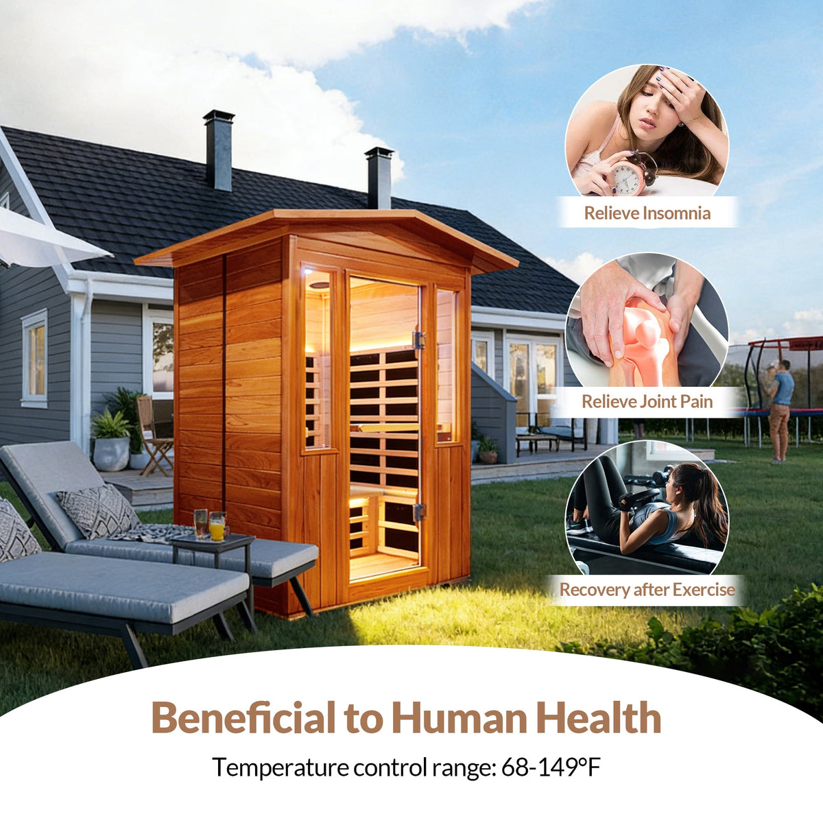Outdoor Double Sauna with Douglas Fir and Red Cedar