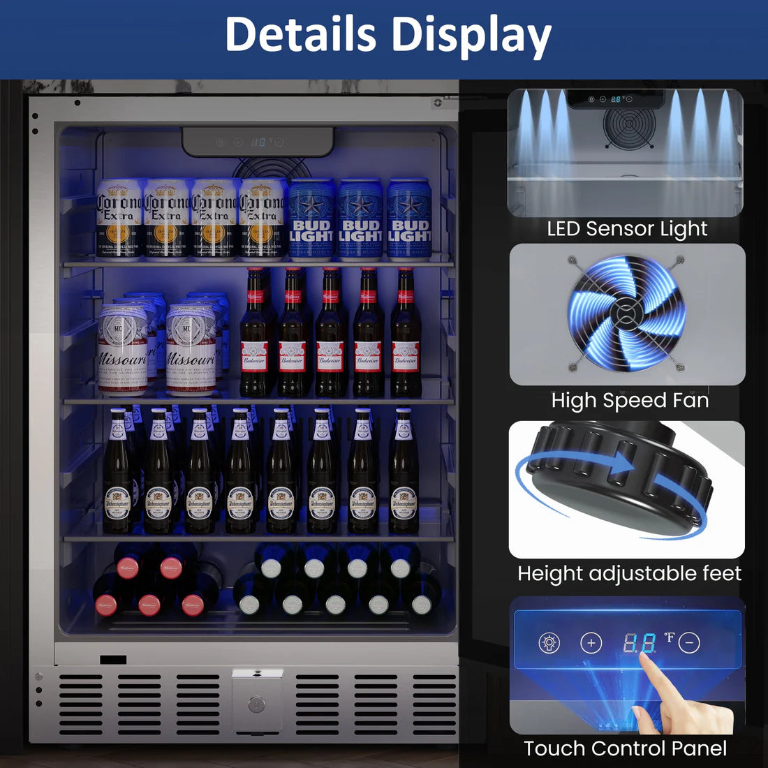 Heynemo 24-Inch Indoor/Outdoor Beverage Refrigerator (Silver, 142L / 5 cu. ft. Capacity)