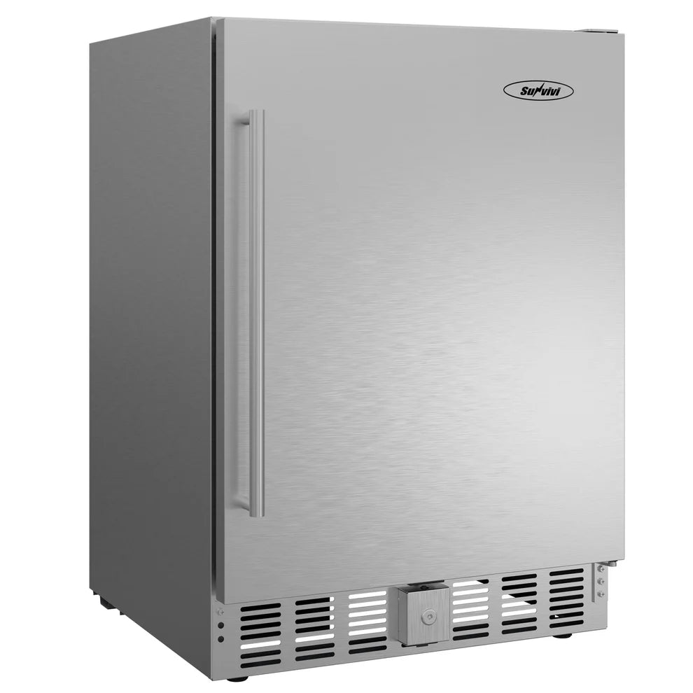 Heynemo 24-Inch Indoor/Outdoor Beverage Refrigerator (Silver, 142L / 5 cu. ft. Capacity)