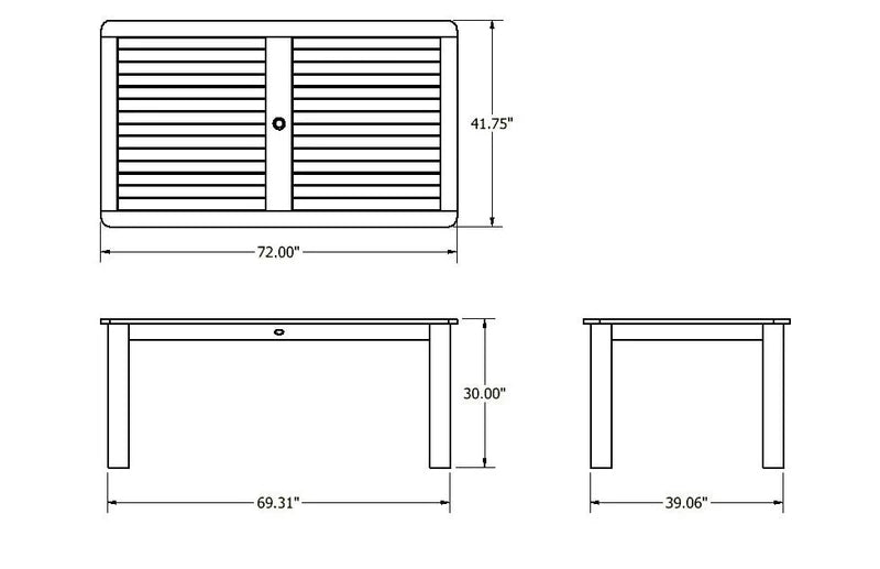 Sequoia Outdoor Homestead Rectangular 42in x 72in Dining Table