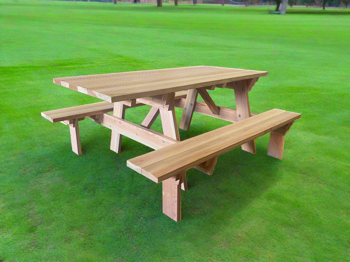 Super Deck Redwood Picnic Table