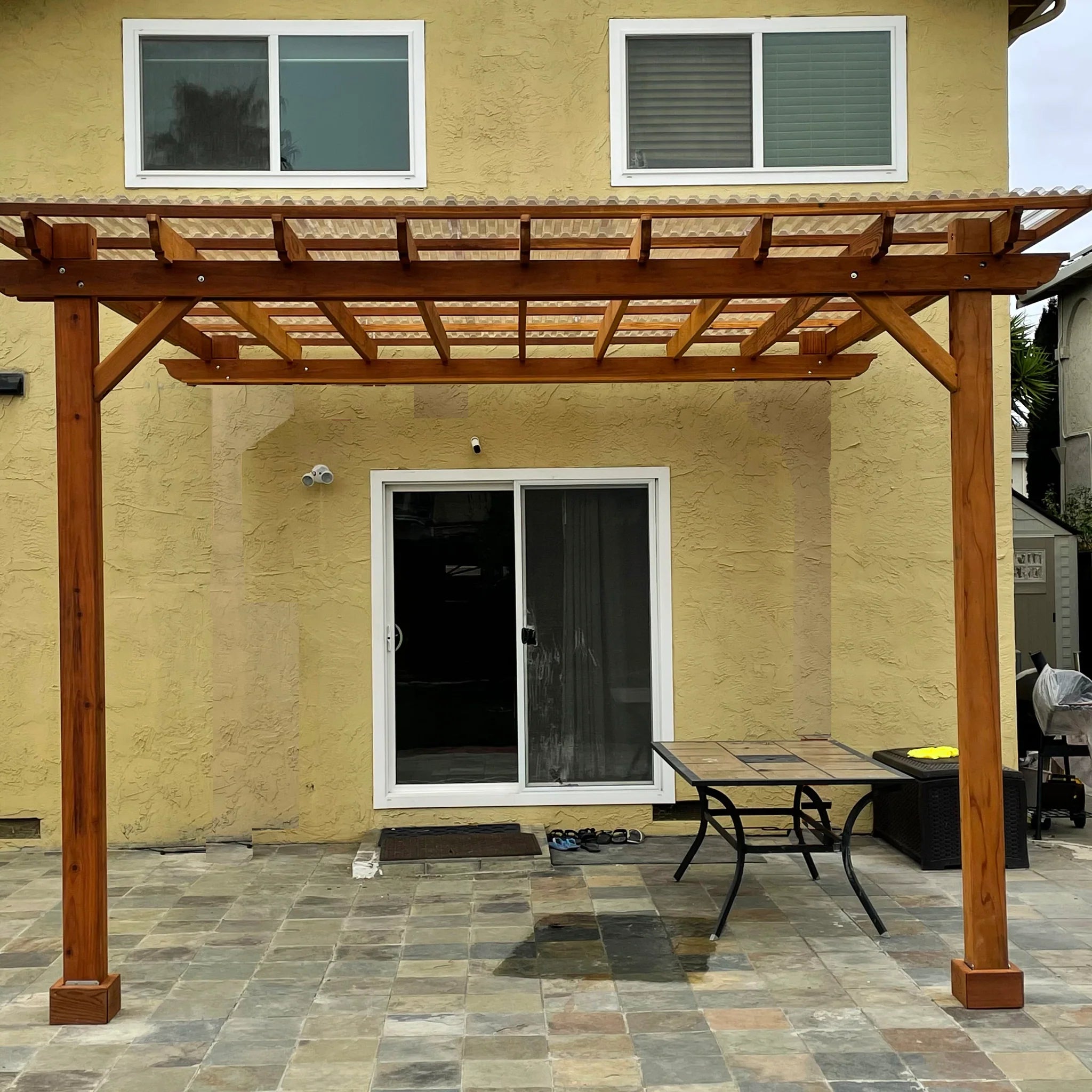 Best Redwood Outdoor Super Deck Attached Redwood Pergola