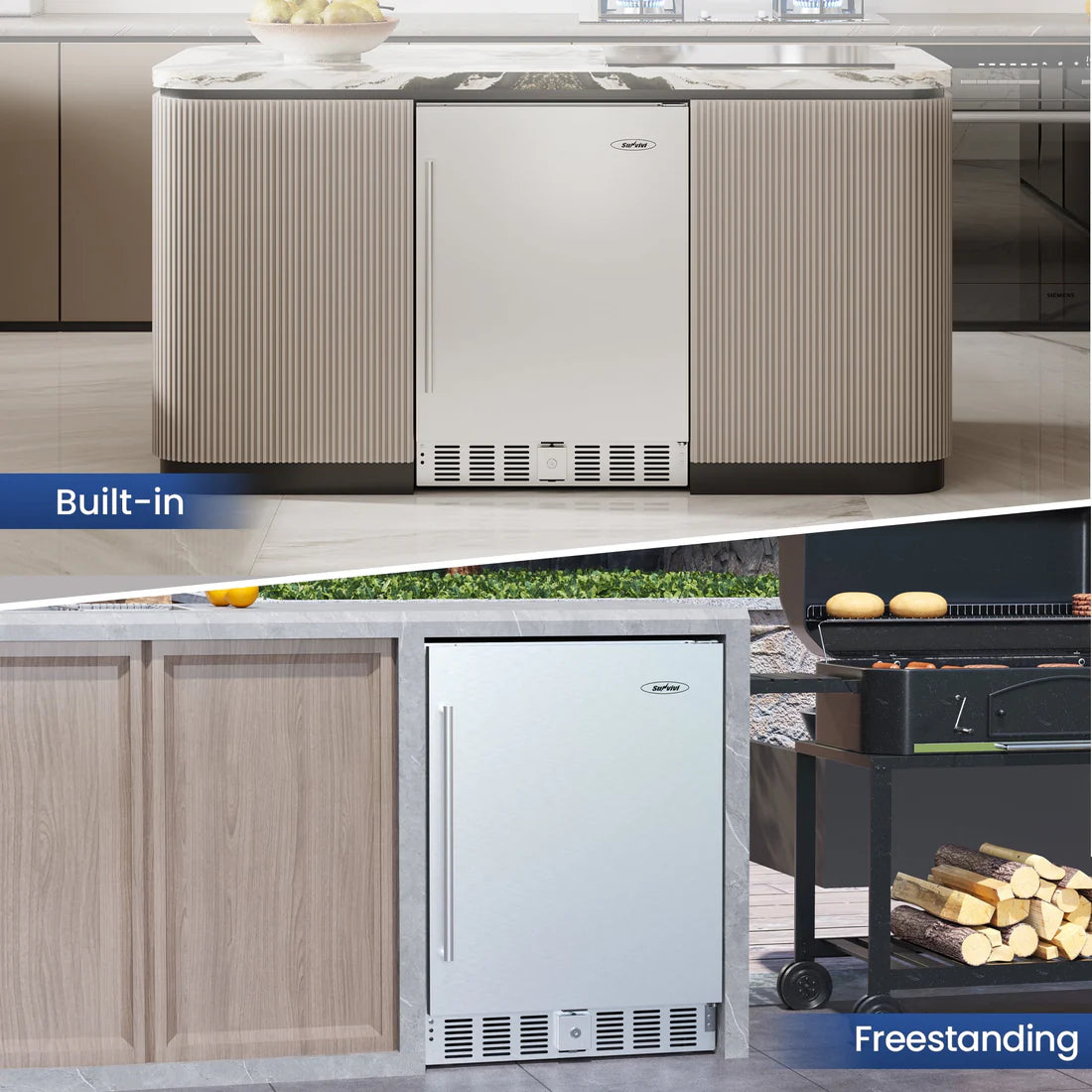 Heynemo 24-Inch Indoor/Outdoor Beverage Refrigerator (Silver, 142L / 5 cu. ft. Capacity)