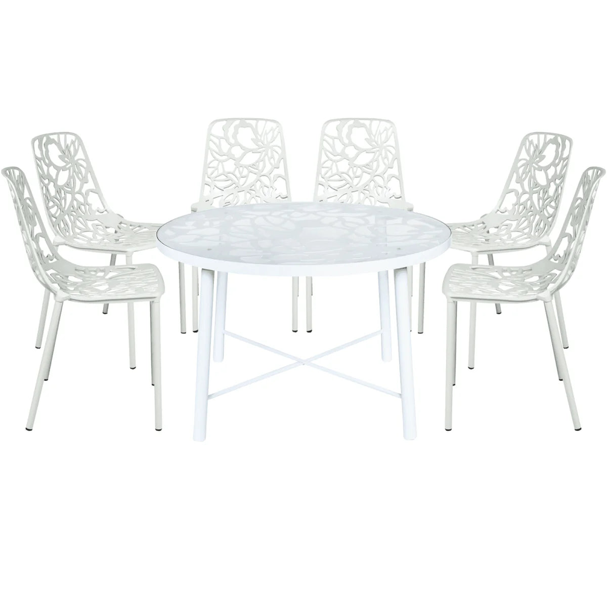LeisureMod Devon Modern 7-Piece Aluminum Outdoor Dining Set