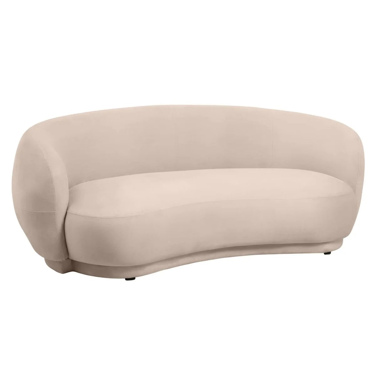 LeisureMod Faze 3-Seater Velvet Sofa with Curved Backrest and Pine Wood Base