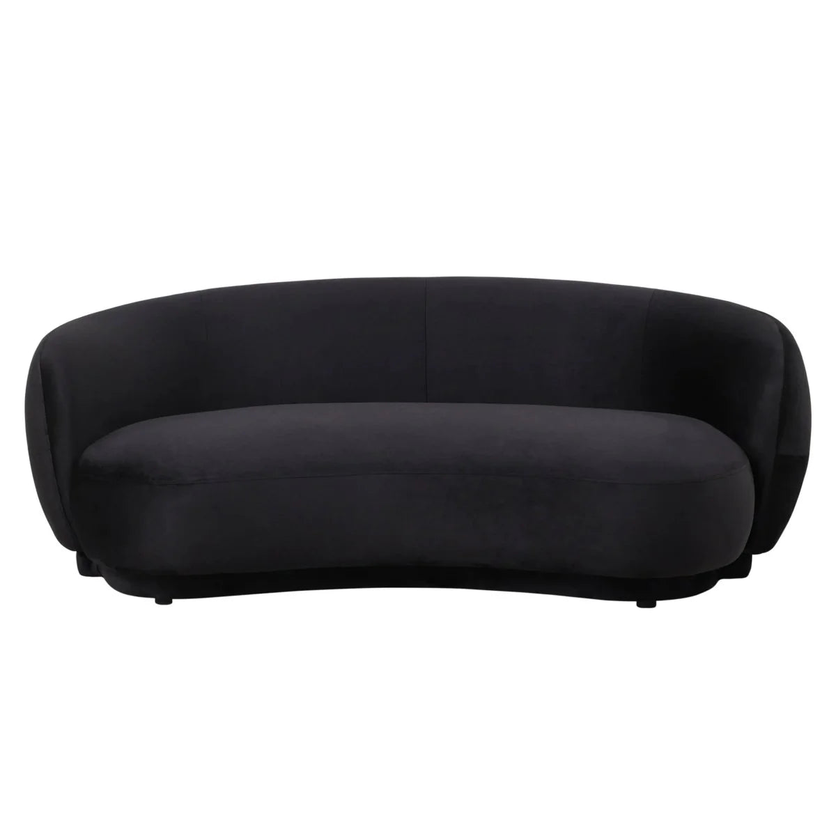 LeisureMod Faze 3-Seater Velvet Sofa with Curved Backrest and Pine Wood Base