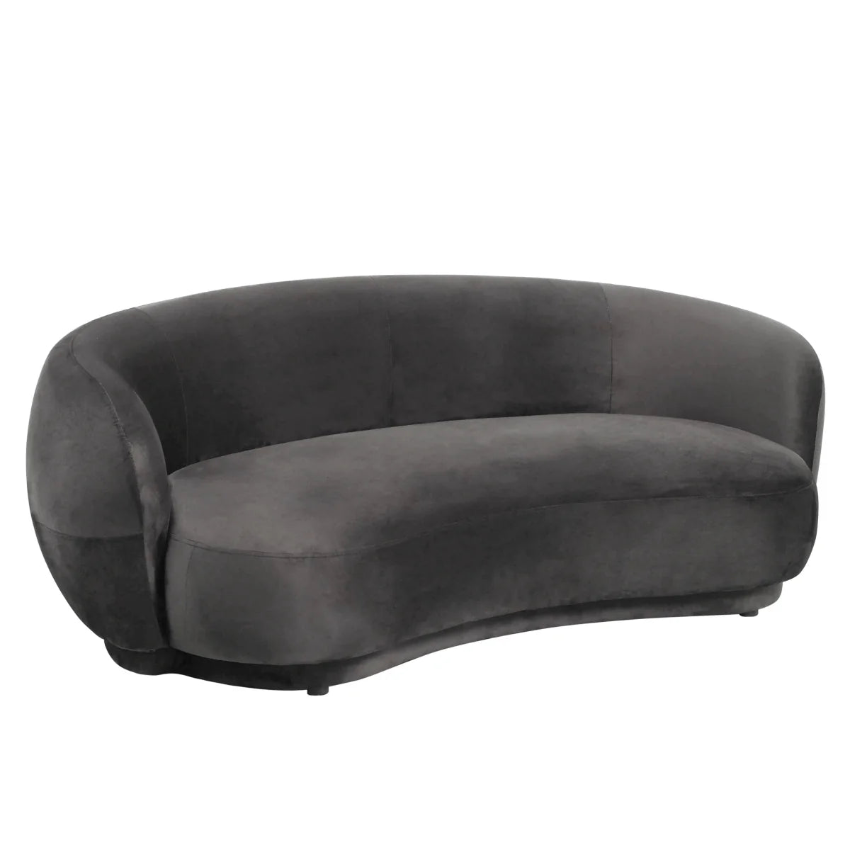 LeisureMod Faze 3-Seater Velvet Sofa with Curved Backrest and Pine Wood Base