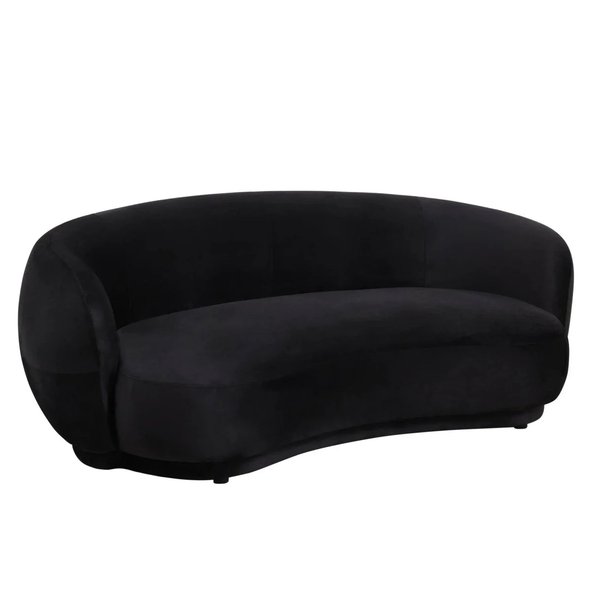 LeisureMod Faze 3-Seater Velvet Sofa with Curved Backrest and Pine Wood Base