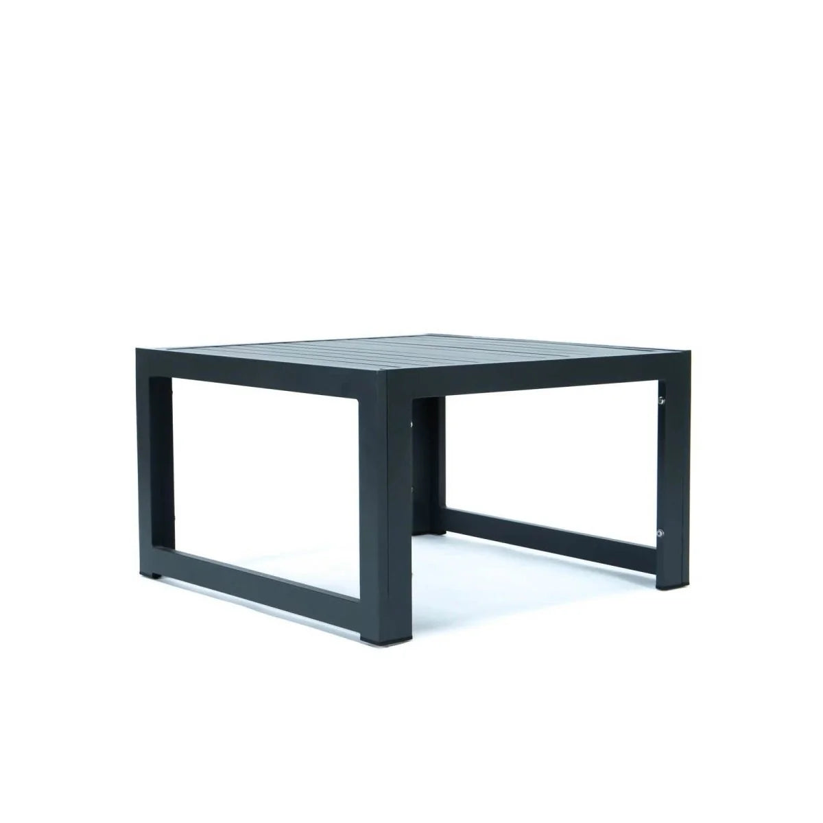 LeisureMod Chelsea 5-Piece Middle Patio Chairs and Coffee Table Set Black Aluminum With Cushions