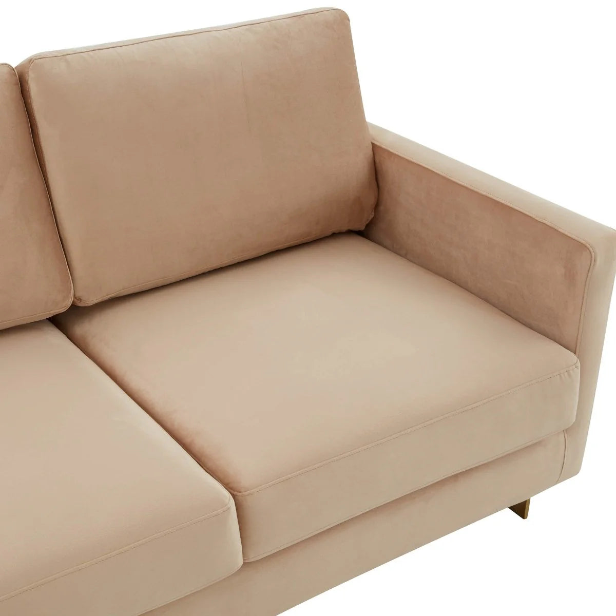 LeisureMod Lincoln 3-Seater Upholstered Sofa with Stainless Steel Base