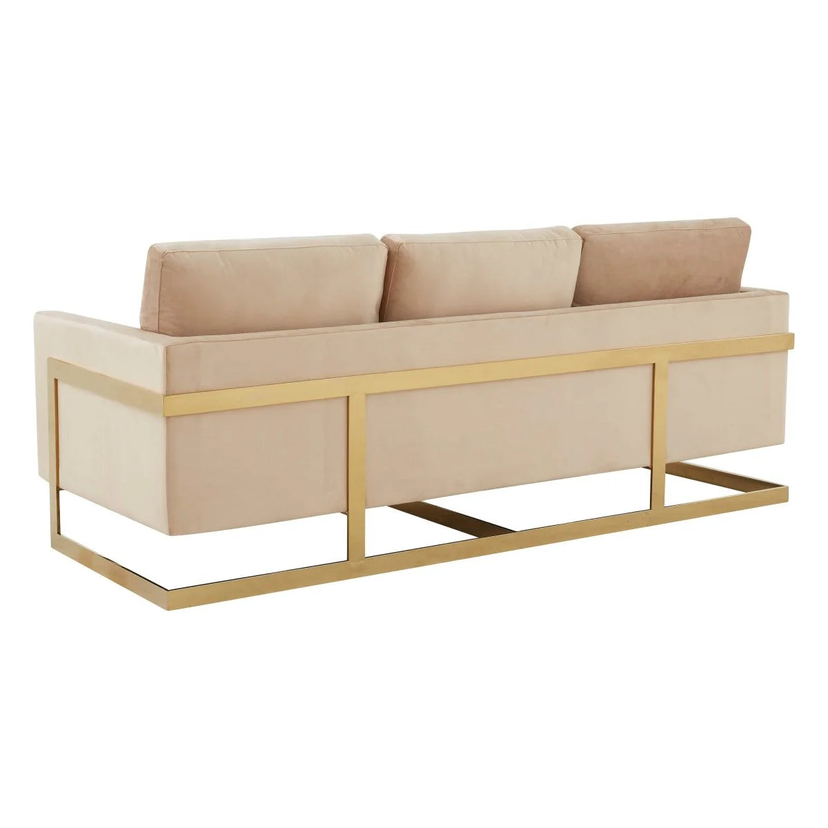 LeisureMod Lincoln 3-Seater Upholstered Sofa with Stainless Steel Base