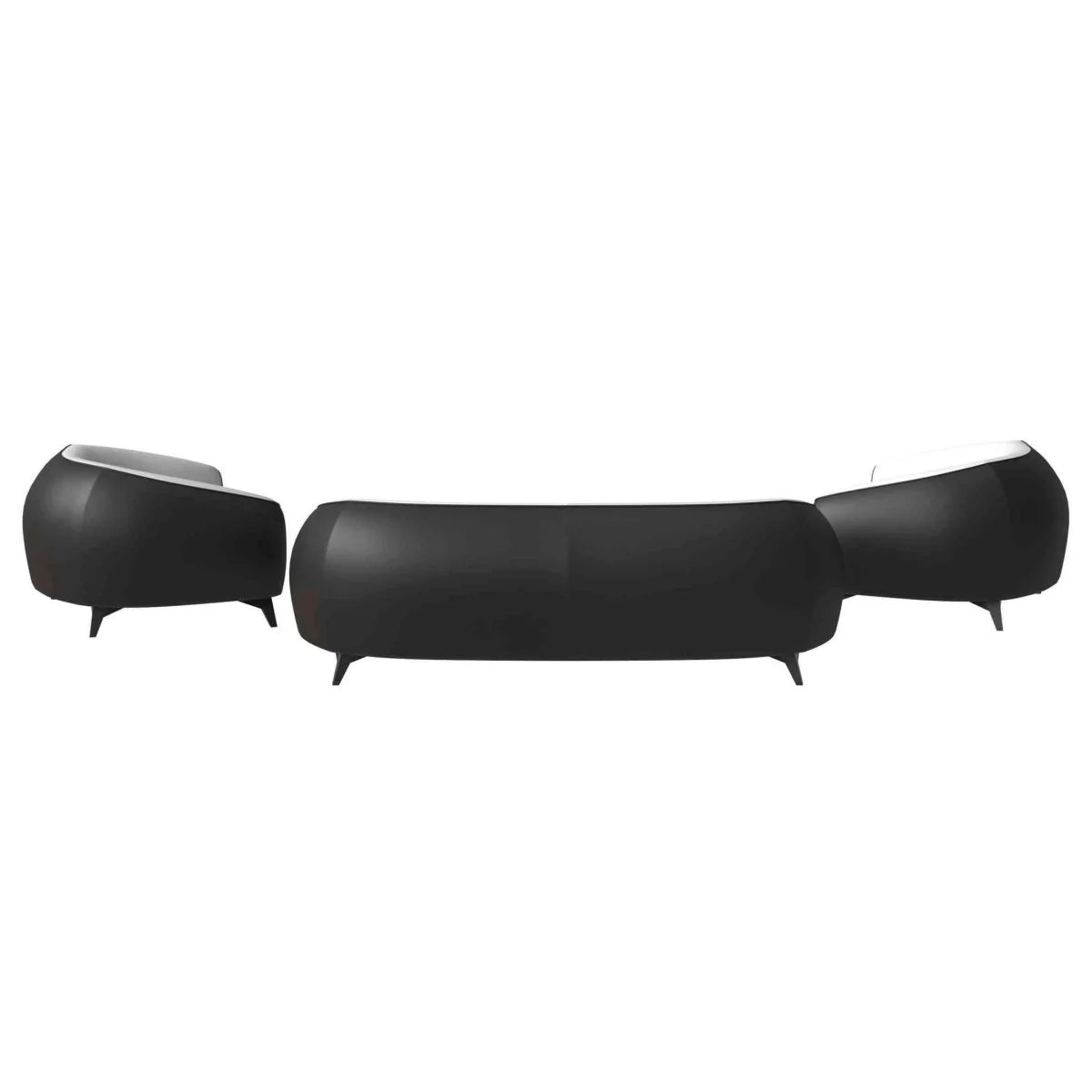 LeisureMod Opula 3-Piece Leather Sofa Set with Solid Wood Frame and Stainless Steel Legs