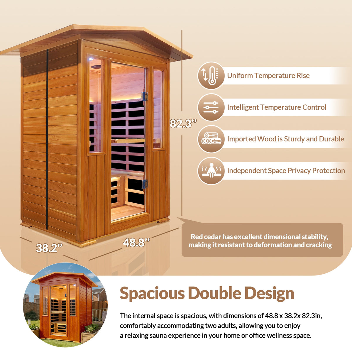 Outdoor Double Sauna with Douglas Fir and Red Cedar