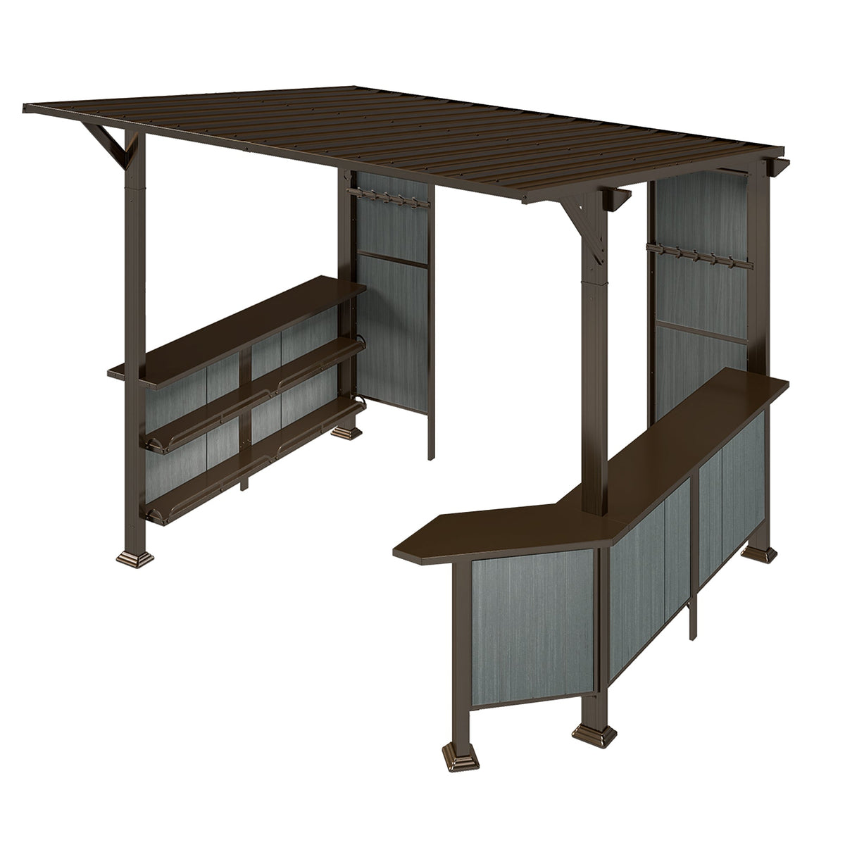 9x10FT Hardtop Grill Gazebo with Side Platforms