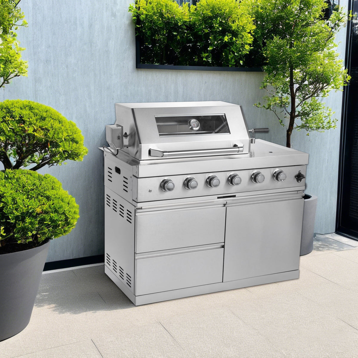 4-Burner Stainless Steel Gas Grill with Granite Countertops