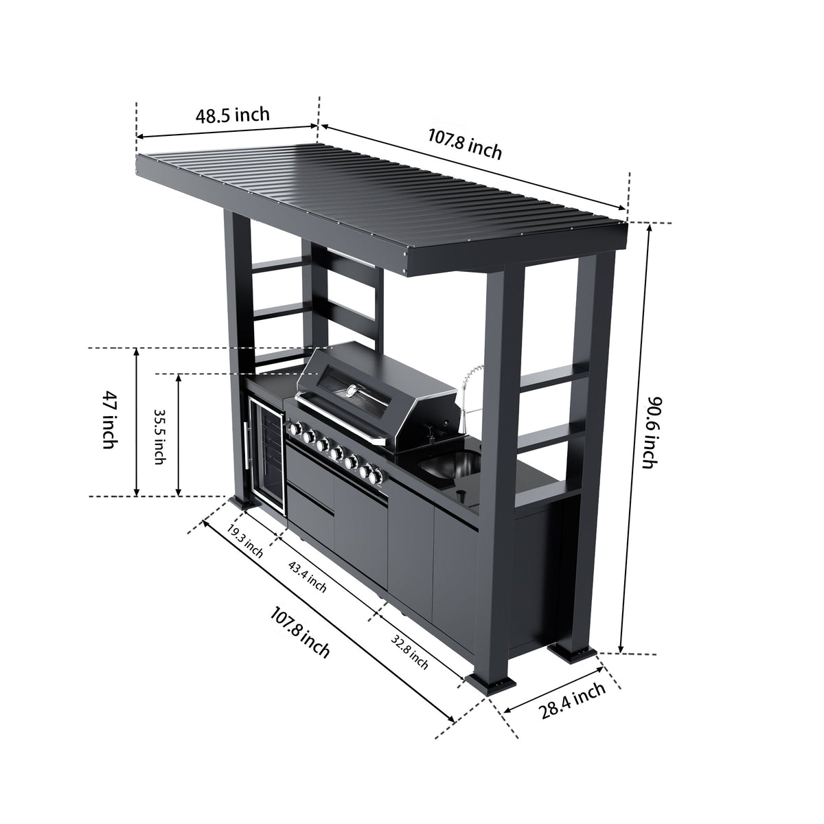 6-Burner 304 Stainless Steel Outdoor Kitchen Grill