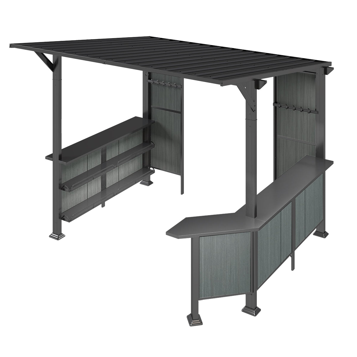 9x10FT Hardtop BBQ Gazebo with Side Platforms