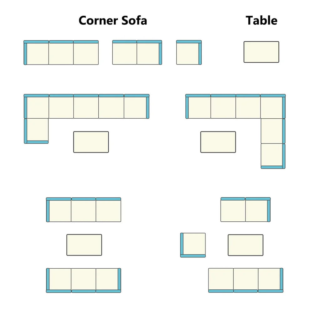 Heynemo 4 Pieces Outdoor Aluminum Furniture Set, Patio Sectional Sofa Couch - Conversation Set with Coffee Table and Sofa, Gray