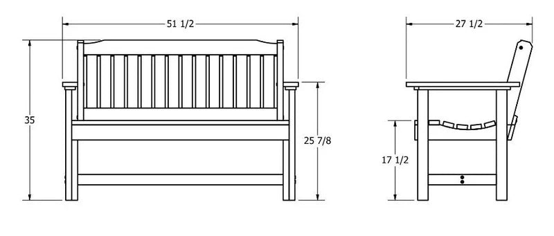 Sequoia Outdoor Blue Ridge 4ft Commercial Garden Bench