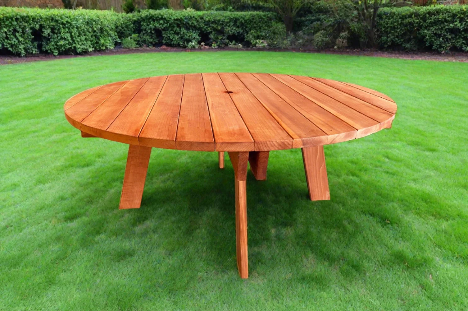 Best Redwood Super Deck Round Redwood Picnic Table