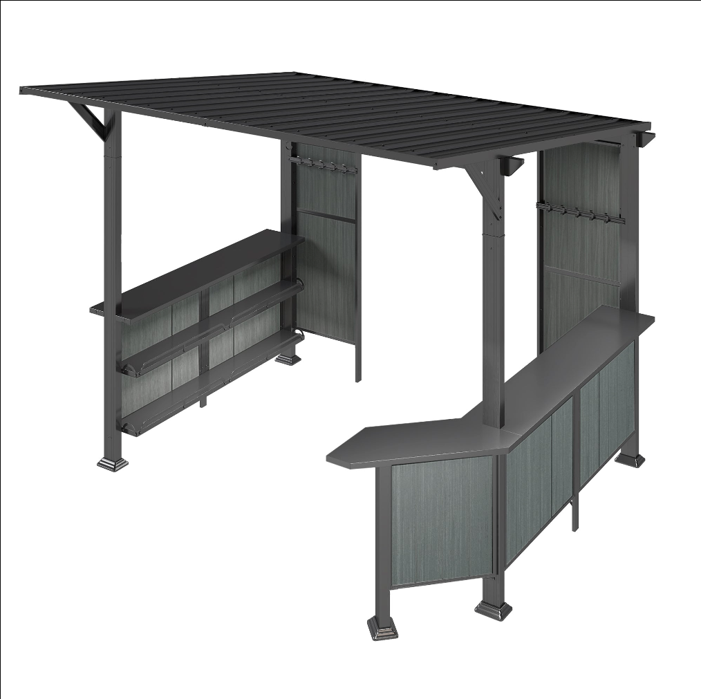 9x10FT Hardtop Grill Gazebo with Side Platforms