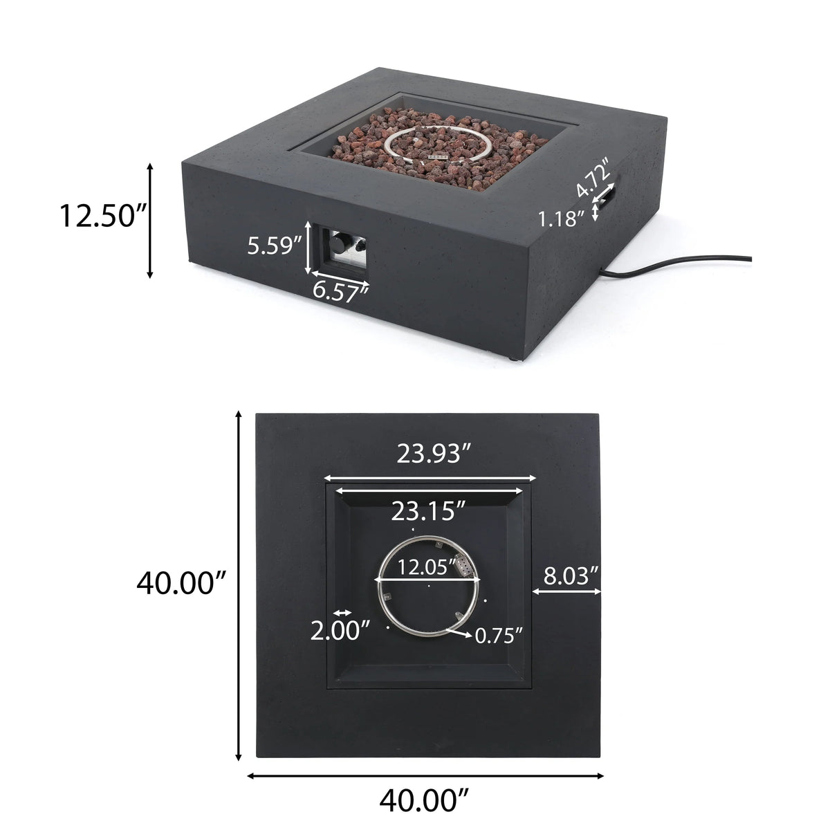 50000 BTU Propane Fire Pit with Tank Holder