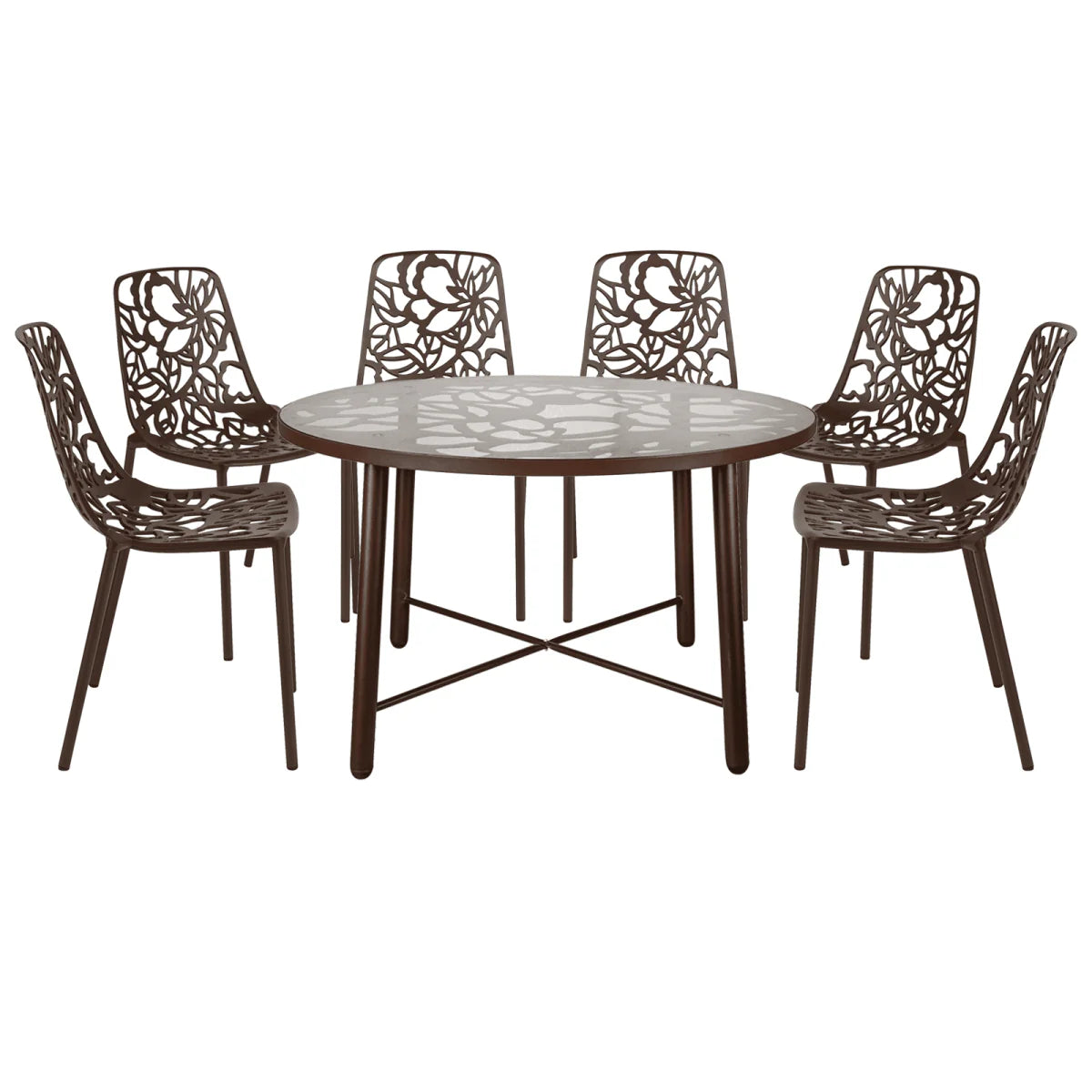 LeisureMod Devon Modern 7-Piece Aluminum Outdoor Dining Set
