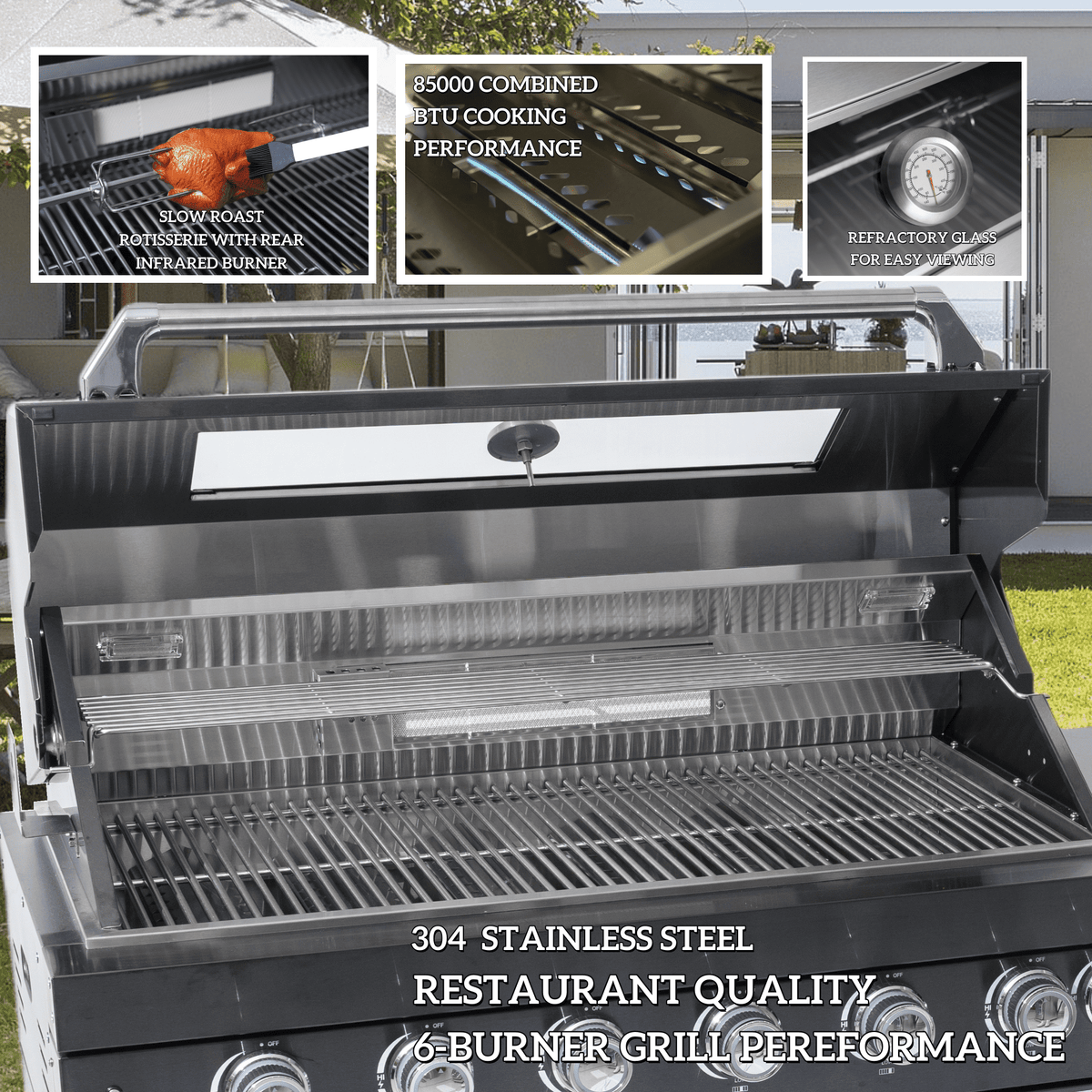 94-Inch Deluxe 304 Stainless Steel Outdoor Kitchen Gas Grill