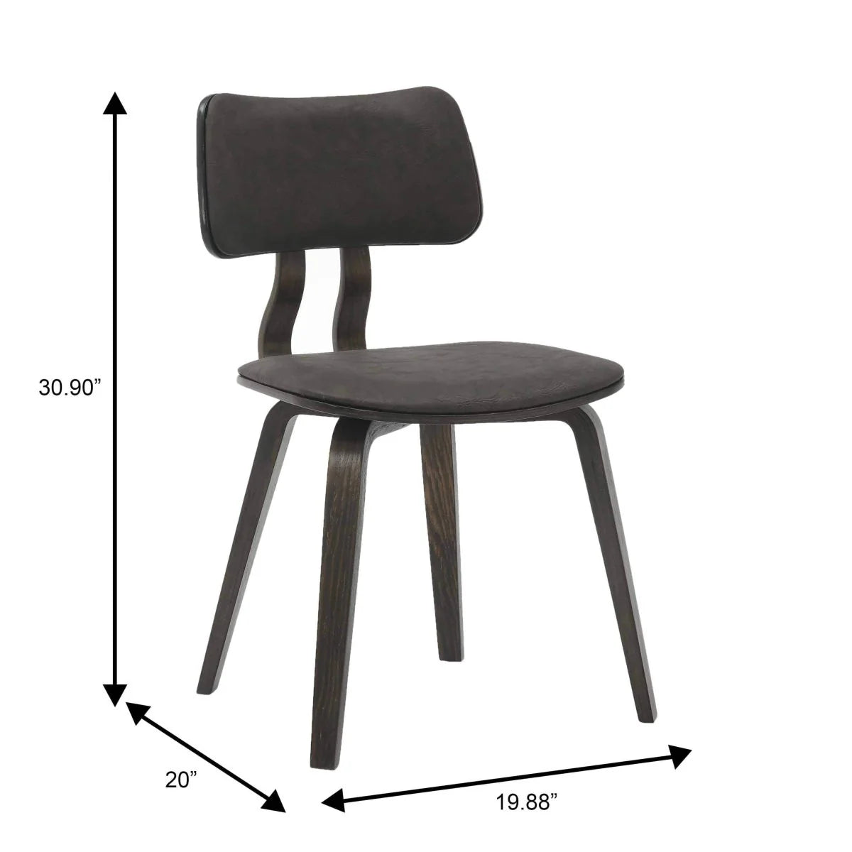 LeisureMod Fynix 5-Piece Dining Set with Round Wooden Table in Walnut and 4 Leather Chairs