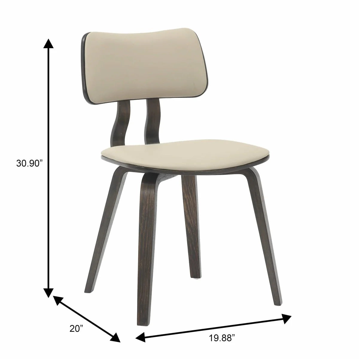 LeisureMod Fynix 5-Piece Dining Set with Round Wooden Table in Walnut and 4 Leather Chairs