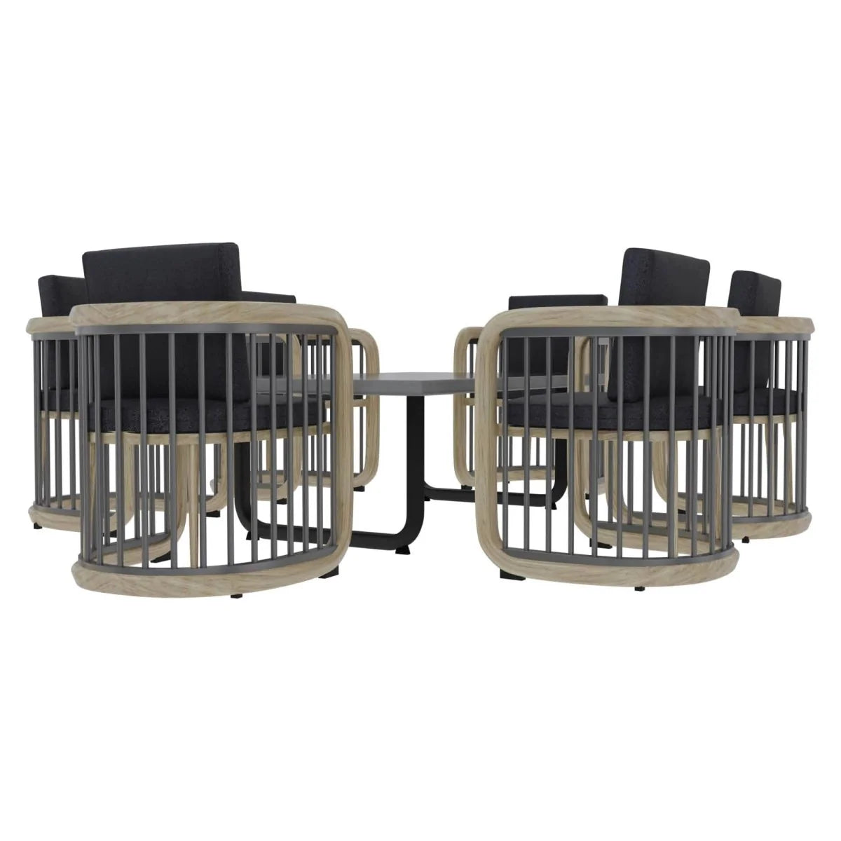 LeisureMod Klyra 7-Piece Outdoor Aluminum Dining Set in Grey