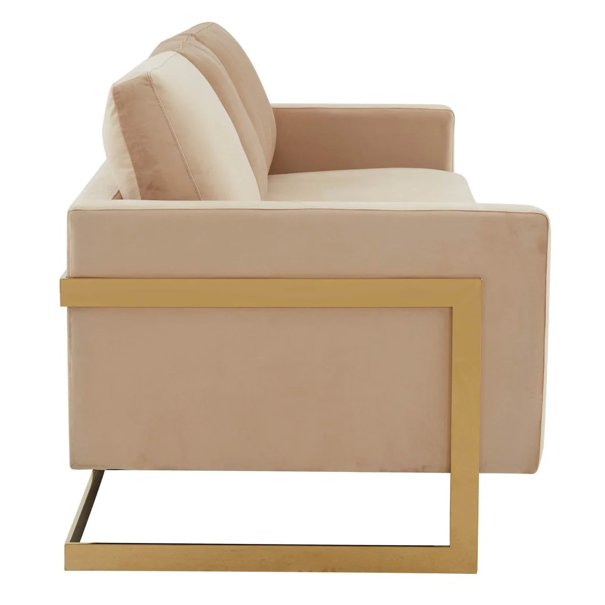 LeisureMod Lincoln 3-Seater Upholstered Sofa with Stainless Steel Base