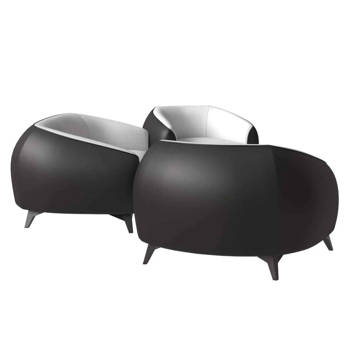 LeisureMod Opula 3-Piece Leather Sofa Set with Solid Wood Frame and Stainless Steel Legs